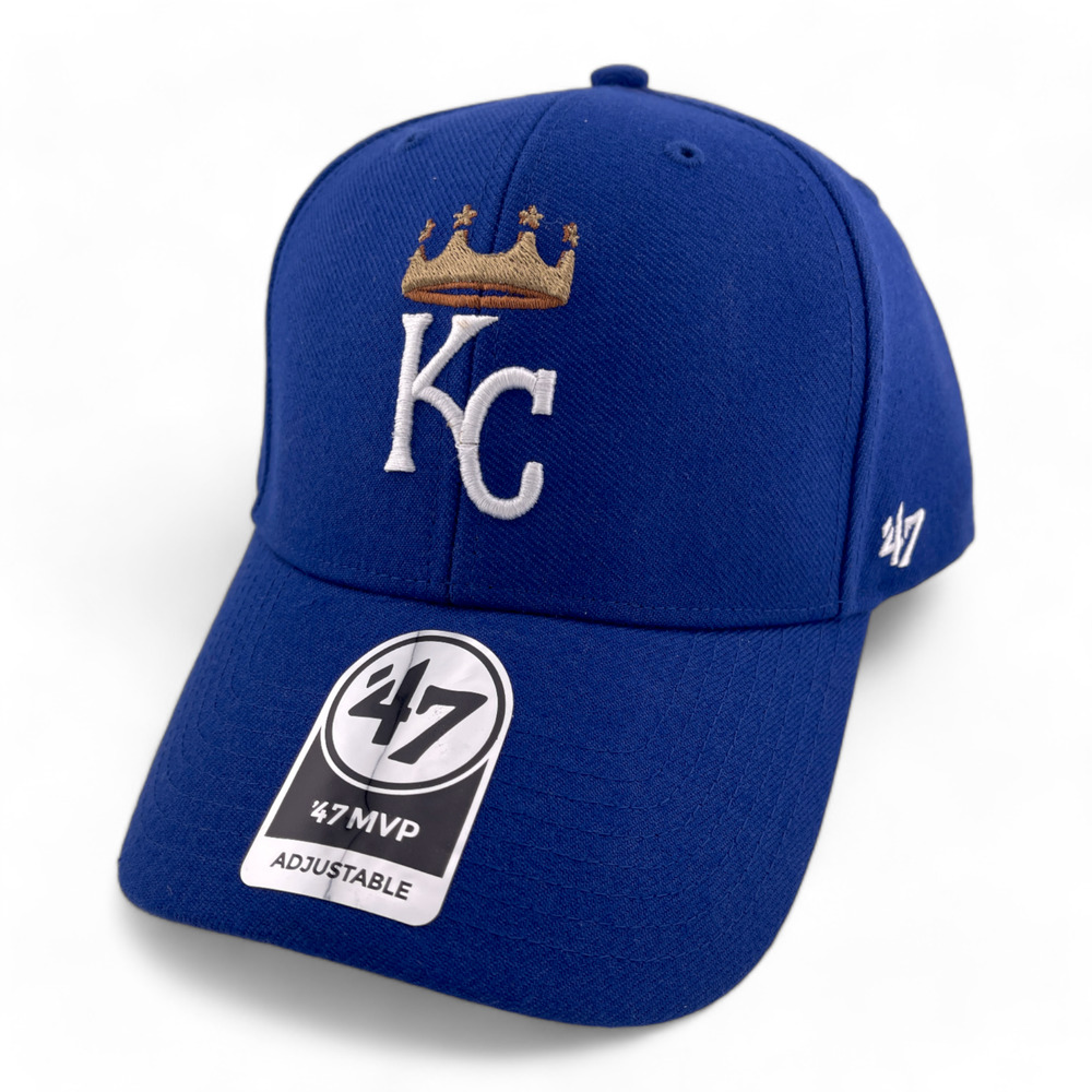 NEW '47 Brand Kansas City Royals MLB Blue KC‎ Crown Logo MVP Adjustable Hat Cap